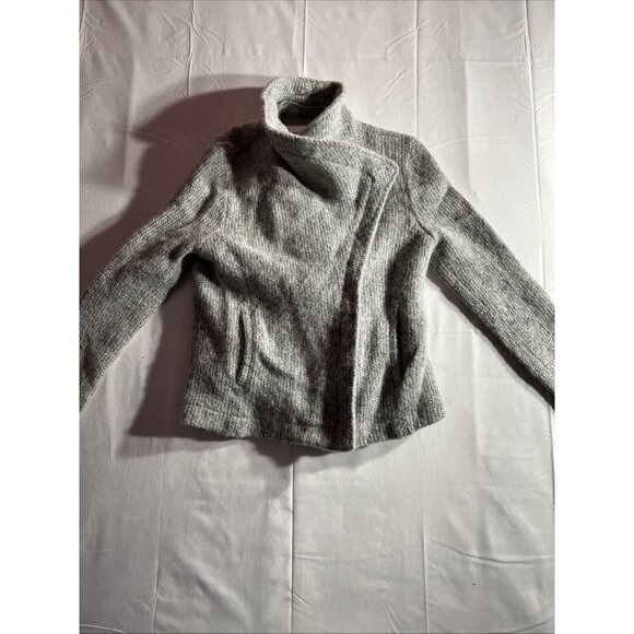 Cupcakes and Cashmere Wool Blend Medium Knit Full Zip Moto Jacket Womens Gray - Picture 1 of 11
